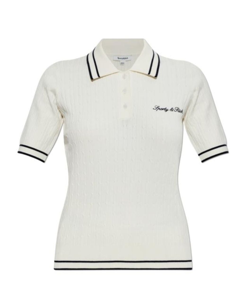 Sporty & Rich White Short-Sleeved Polo Shirt