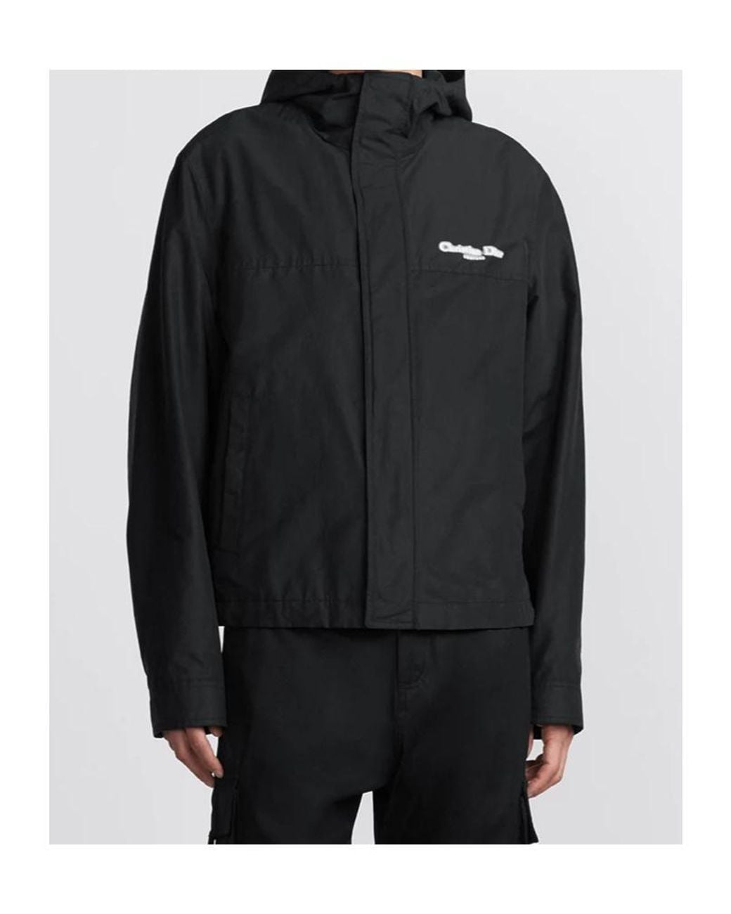 Dior Black Homme Logo Printed Long-Sleeved Jacket for men