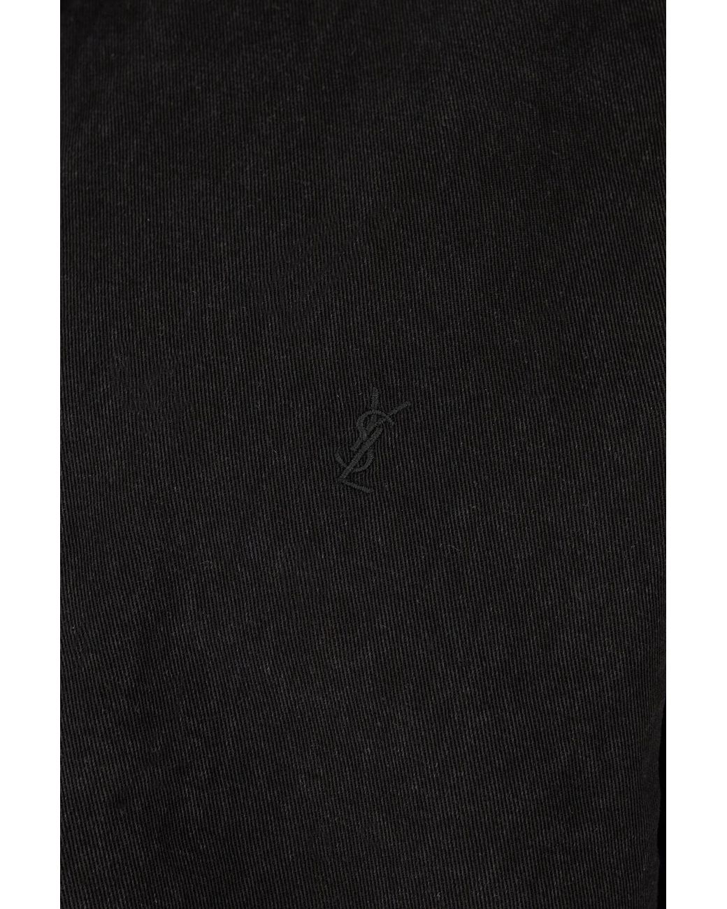 Saint Laurent Black Cassandre Relaxed-Fit Denim Shirt for men