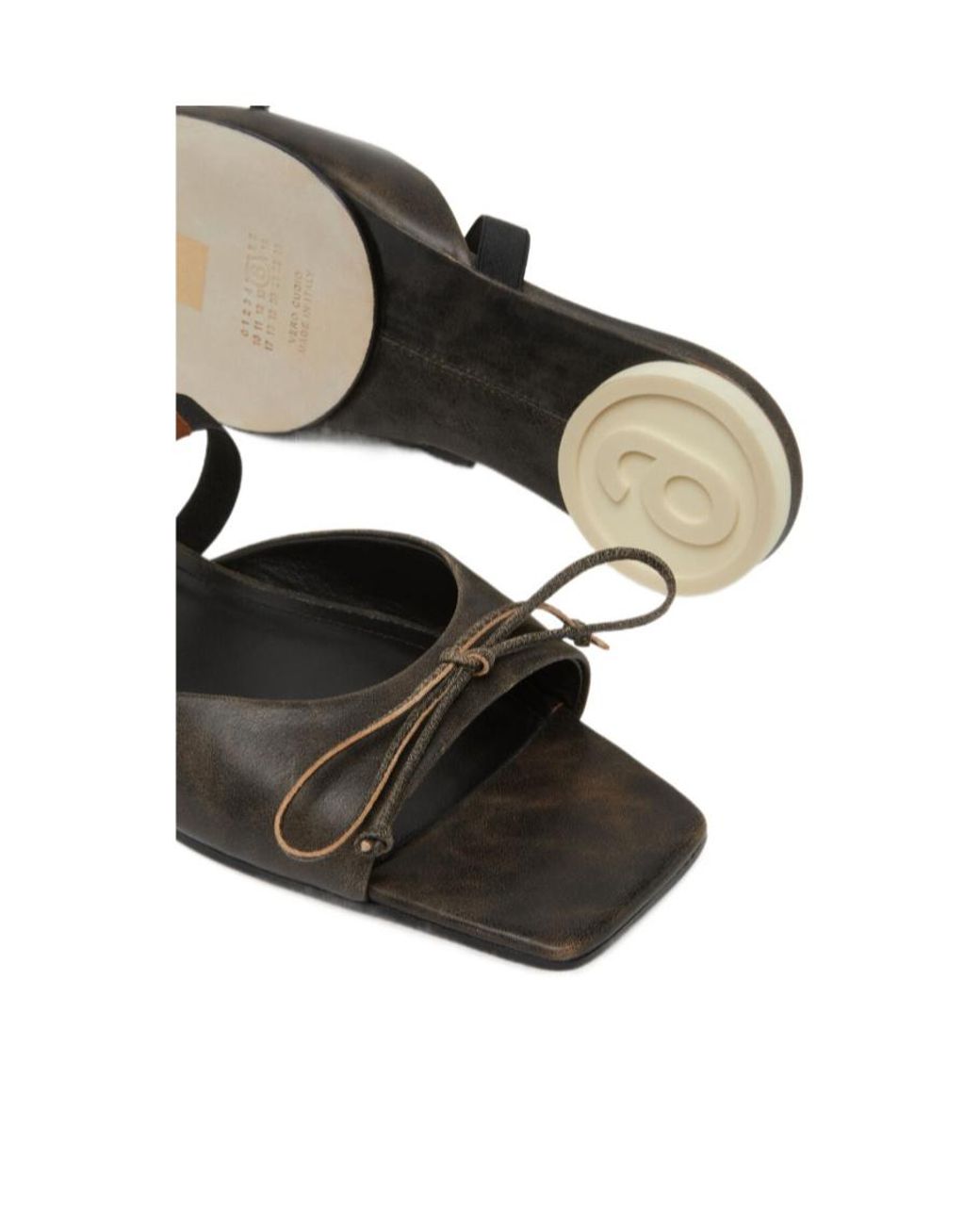 MM6 by Maison Margiela White Bow-Detailed Square Toe Sandals