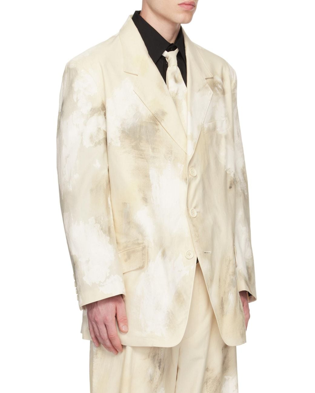 Yohji Yamamoto White Abstract Printed Blazer for men