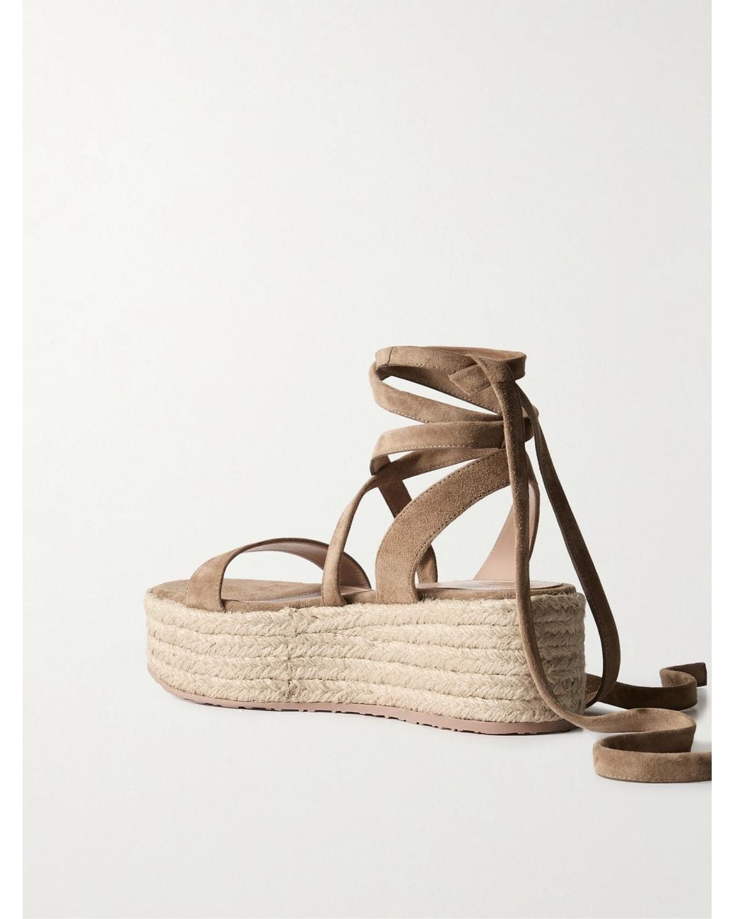 Gianvito Rossi Metallic Raffia Platform Espadrilles