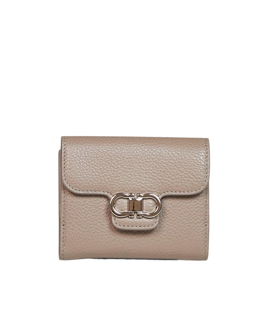 Ferragamo White Gancini Compact Wallet