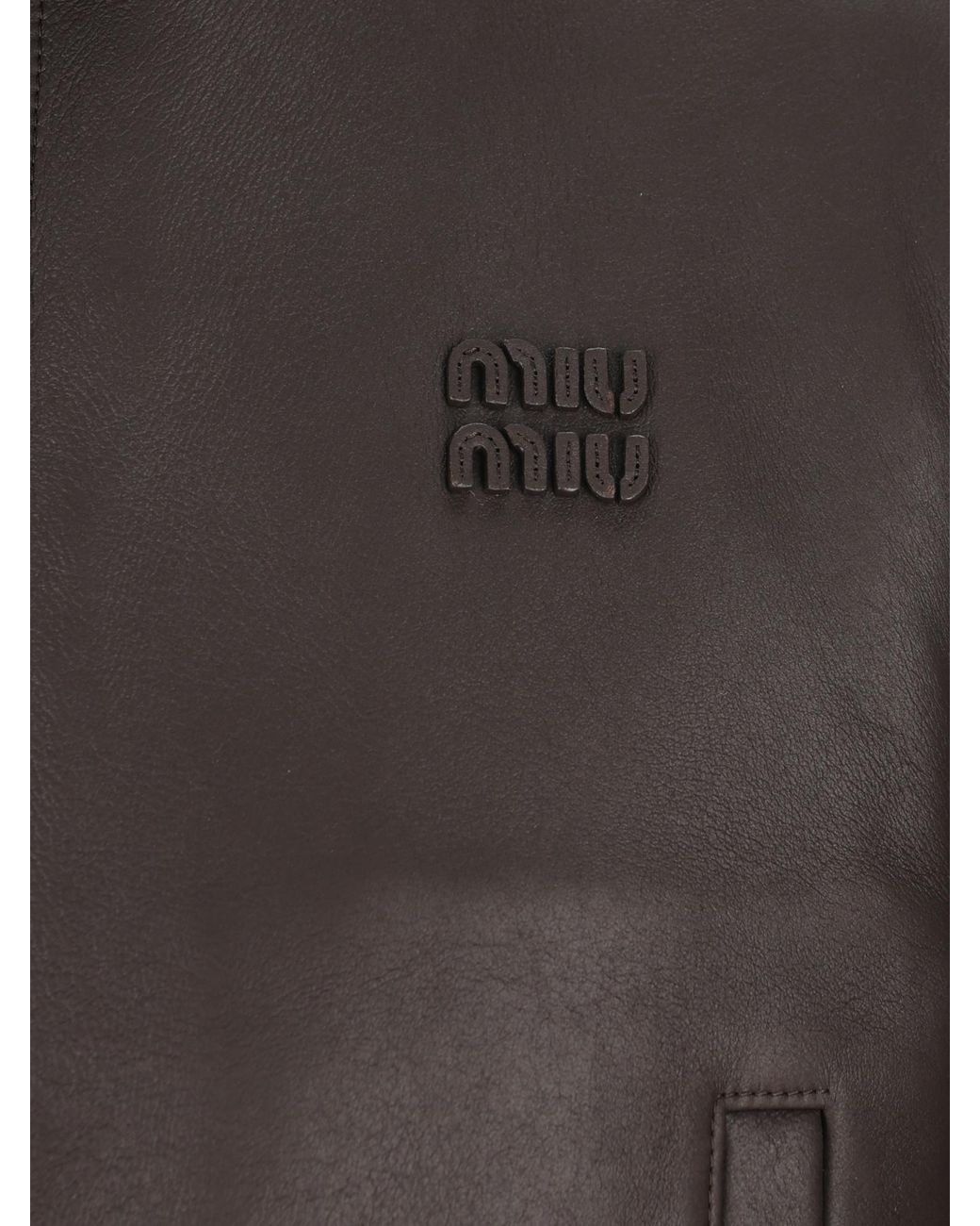 Miu Miu Black Long-Sleeved Leather Jacket
