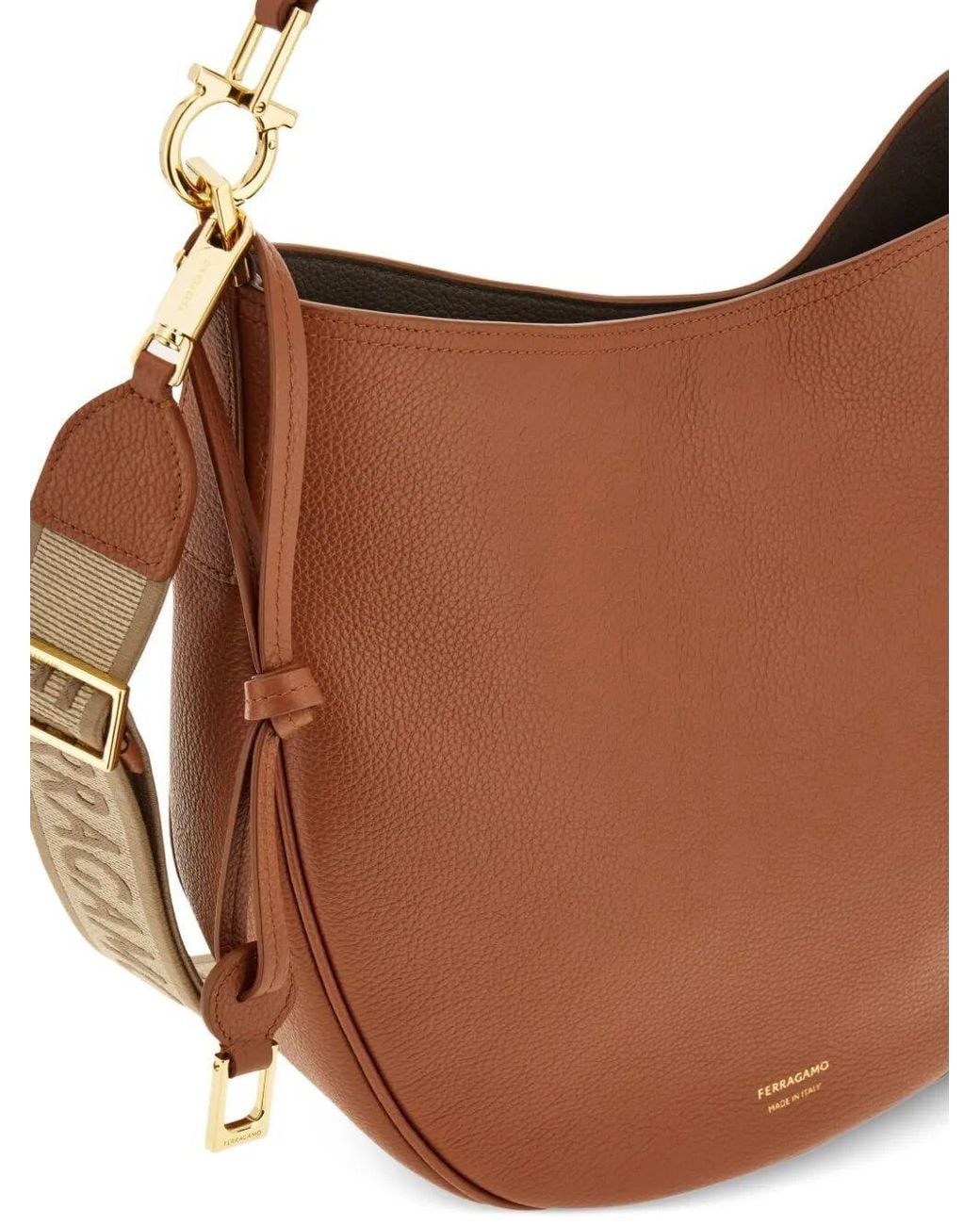 Ferragamo Brown Ferragamo Logo Printed Medium Hobo Bag