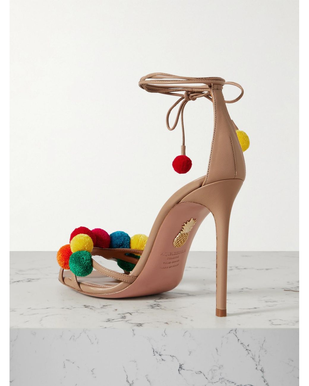 Aquazzura Metallic Fiesta 105 Embellished Leather Sandals
