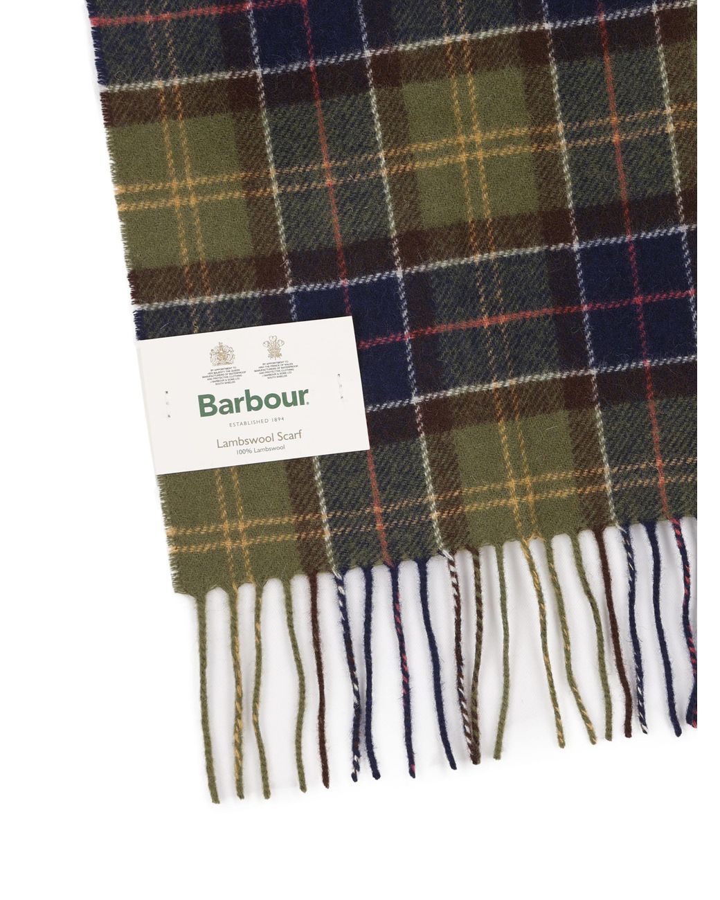 Barbour Black Tartan Fringed Scarf for men