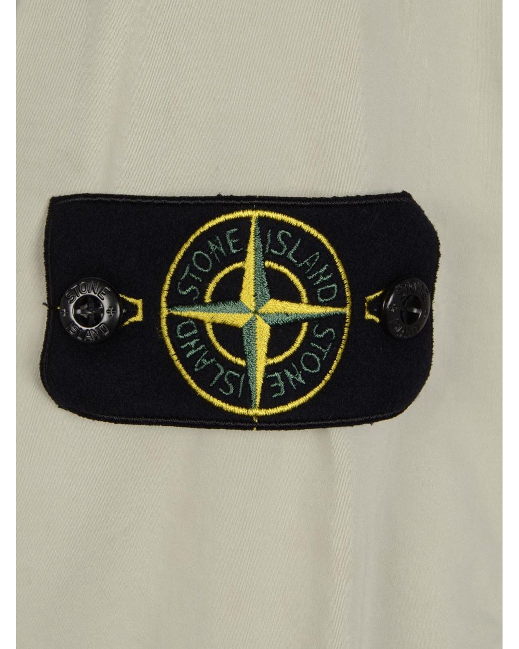 Stone Island Natural Logo Patch Zip-Up Shirt for men