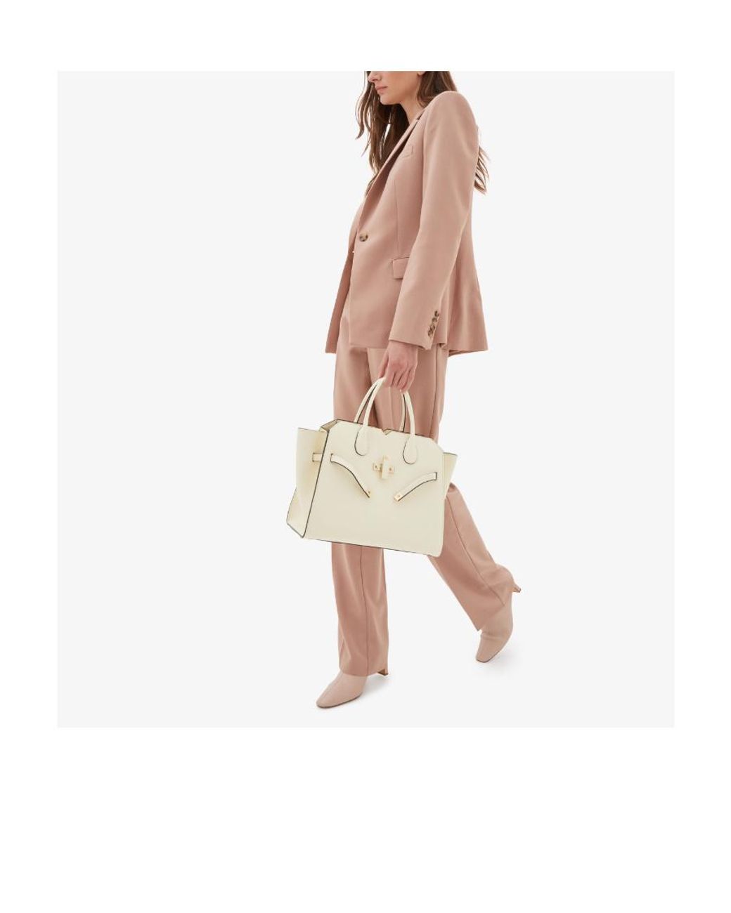Valextra Natural Medium Milano Leather Tote Bag
