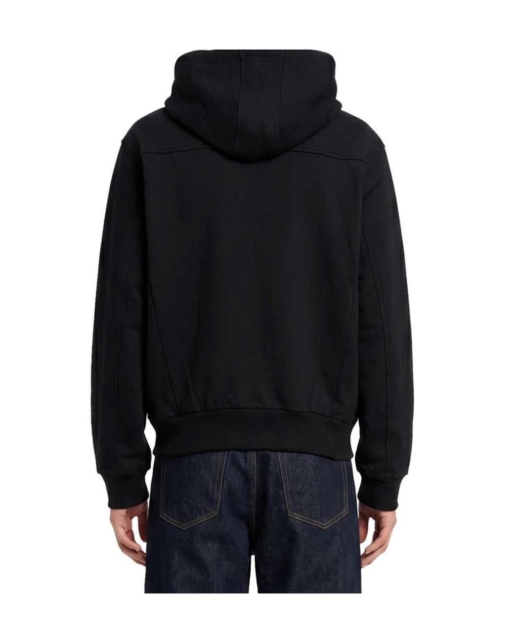 Dries Van Noten Black Long-Sleeve Hooded Sweatshirt for men