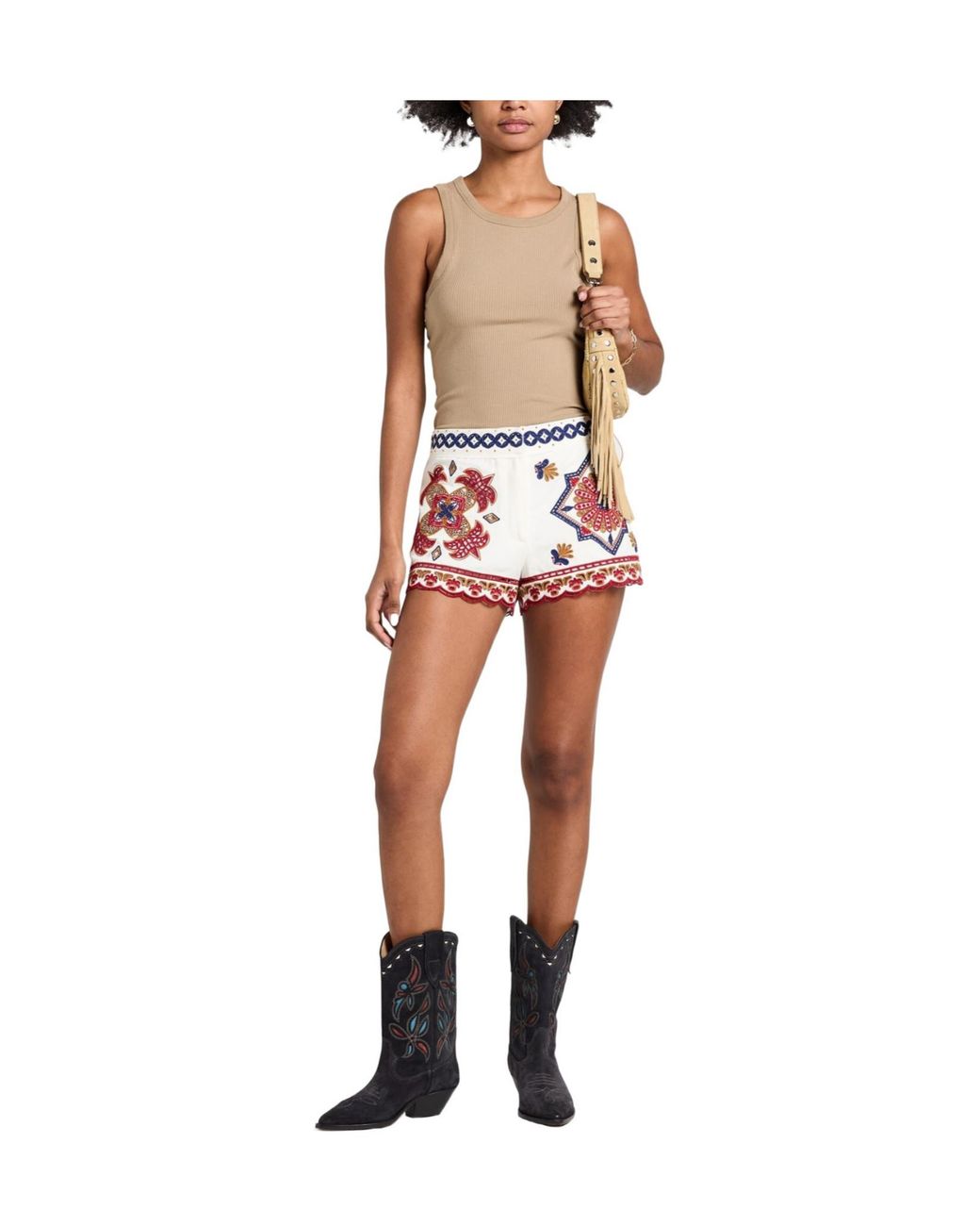 Farm Rio Red Colorful Woven Shorts