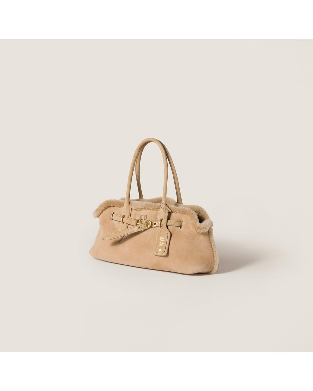 Miu Miu Natural Aventure Shearling Tote Bag