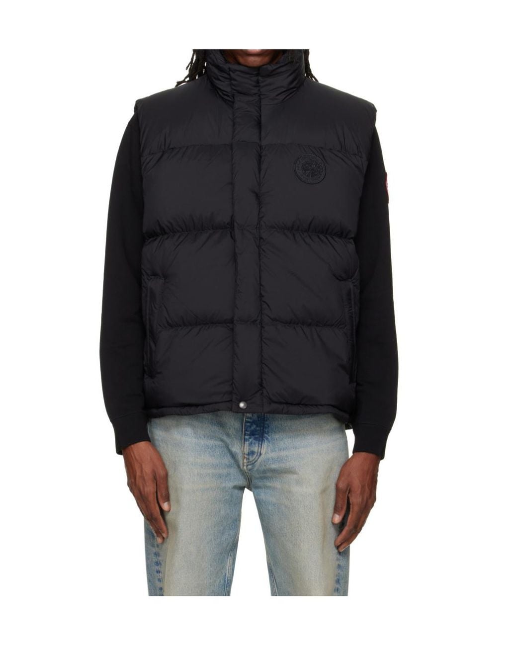 Canada Goose Black Logo Patch High-Neck Padded Vest for men