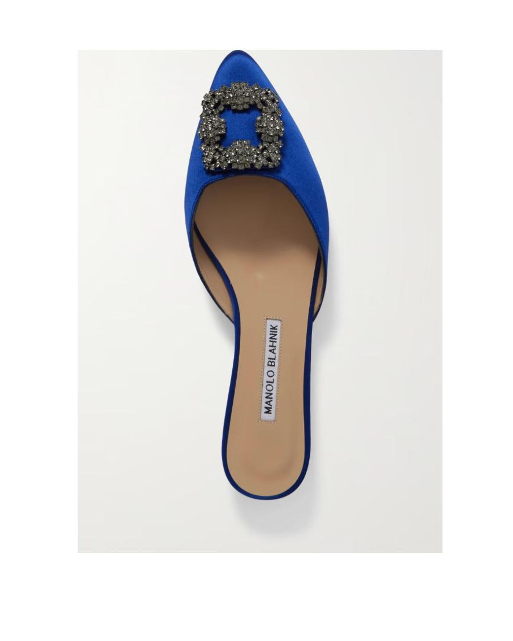 Manolo Blahnik Blue Hangisi Crystal Embellished Slippers