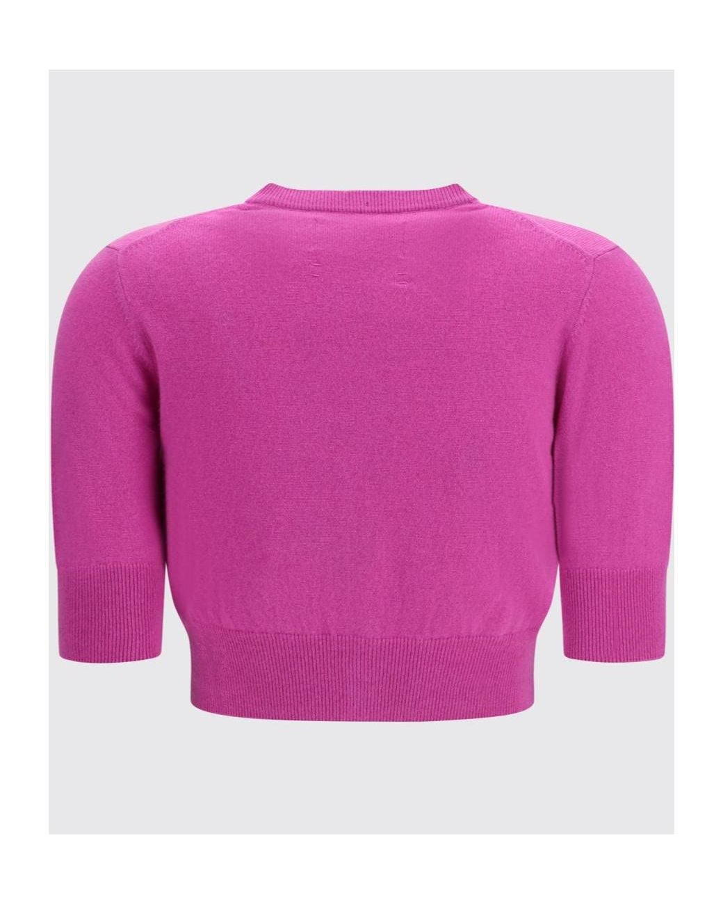 Extreme Cashmere Pink Crew Neck Cashmere Knit Cardigan