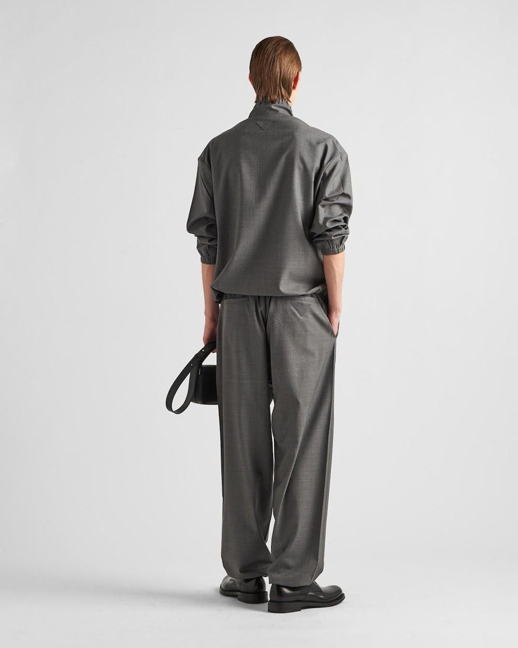 Prada Gray Wide-Leg Tailored Trousers for men