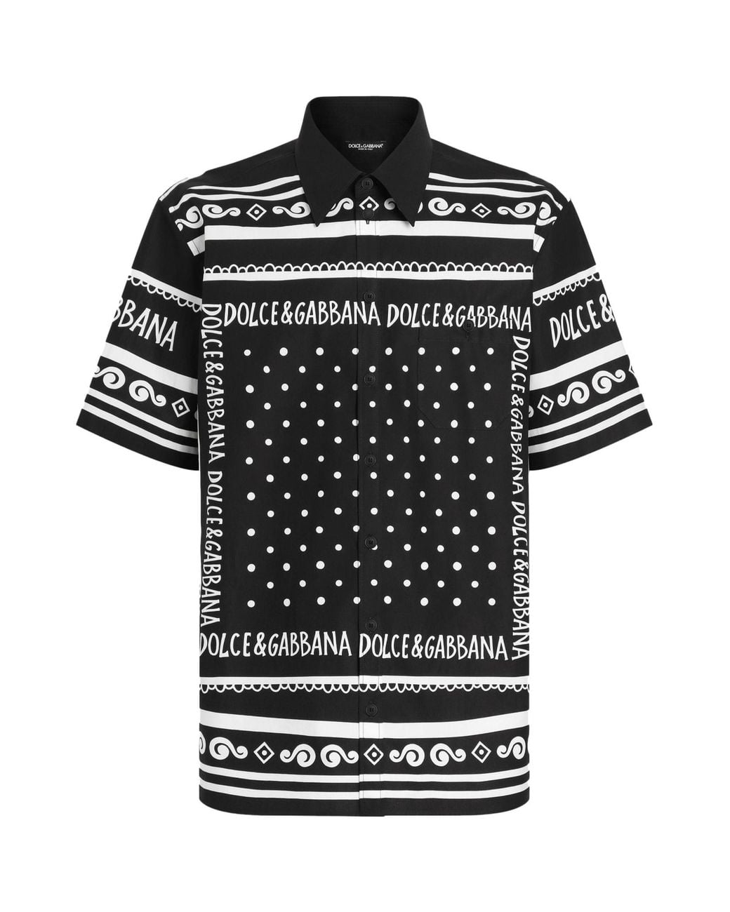 Dolce & Gabbana Black Logo Printed Short-Sleeved Shirt for men