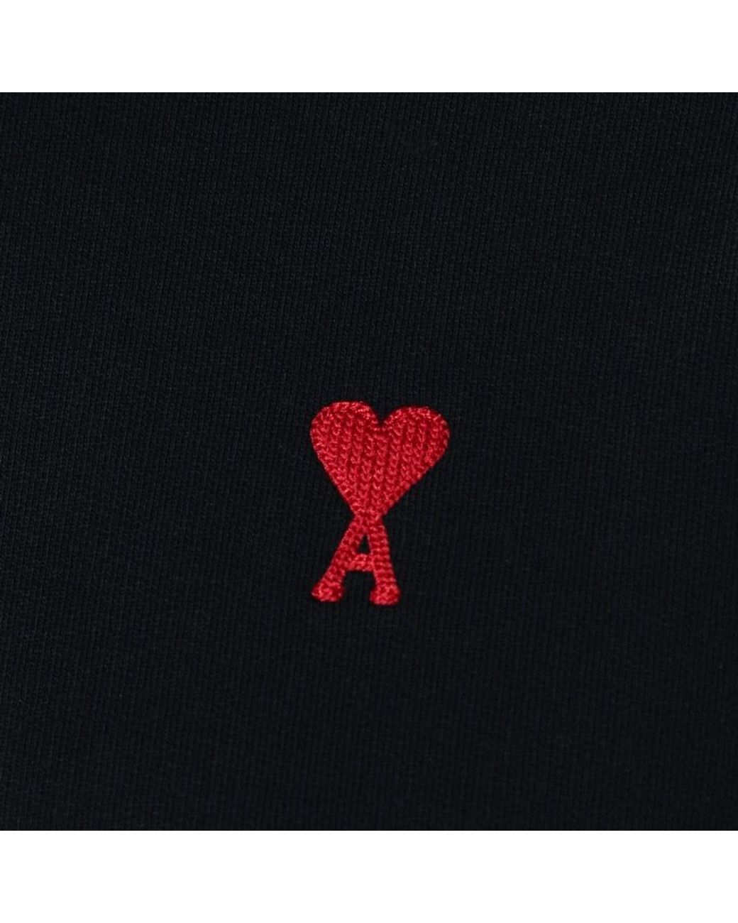 AMI Black Ami De Coeur-Embroidered Hoodie