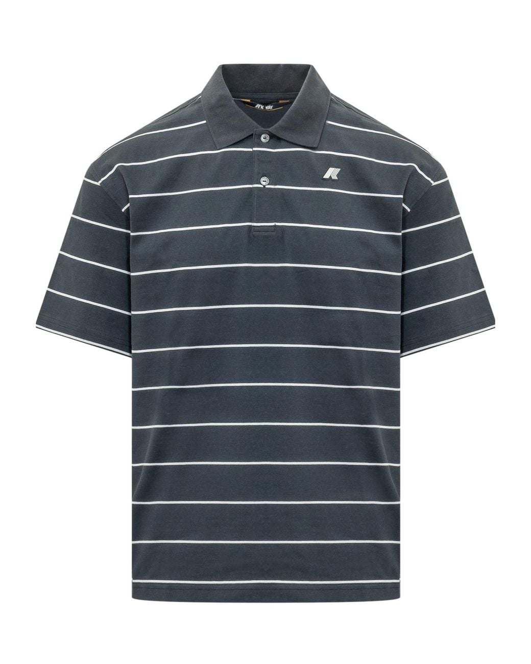 K-Way Blue Valar Slim Fit Striped Polo Shirt for men