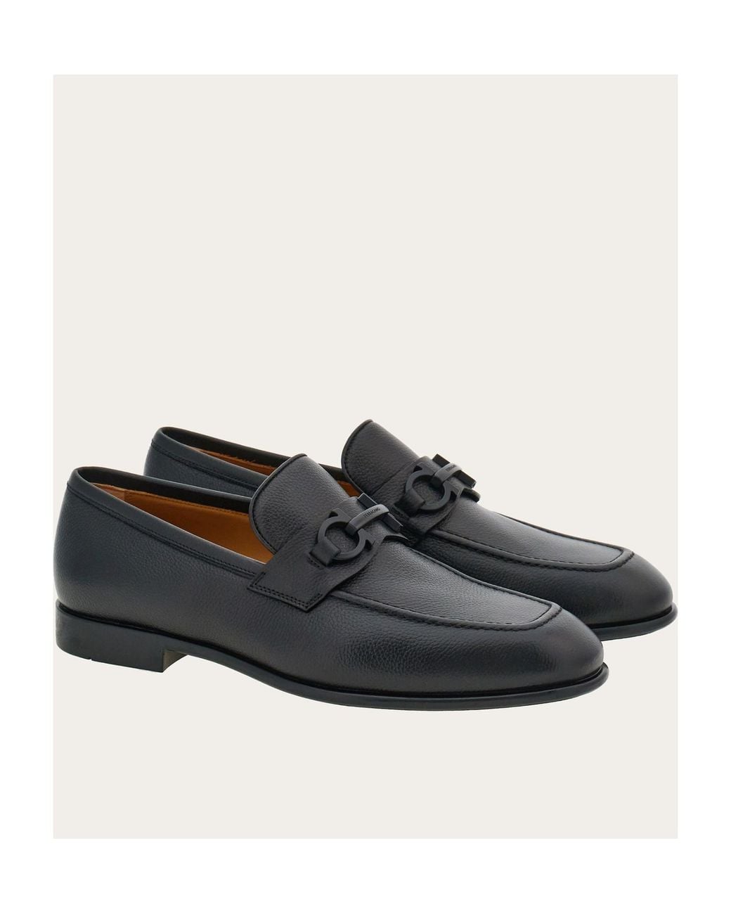 Ferragamo Black Ferragamo Gancini-Buckle Slip-On Loafers for men