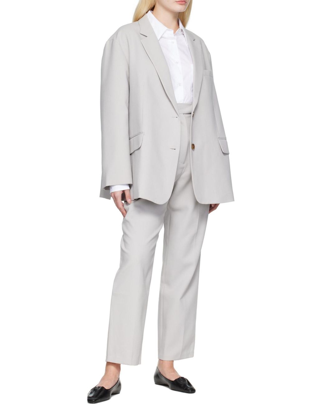 Frankie Shop White Bea Single-Breasted Oversized Blazer
