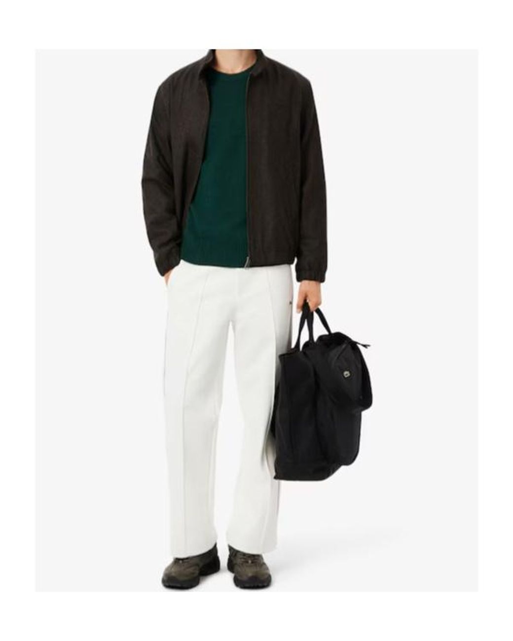 Lacoste Green Logo Patch Ribbed Crewneck Jumper for men