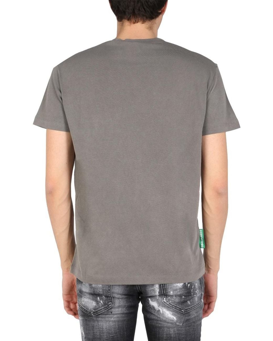 DSquared² Gray Slogan Print Crewneck T-Shirt for men