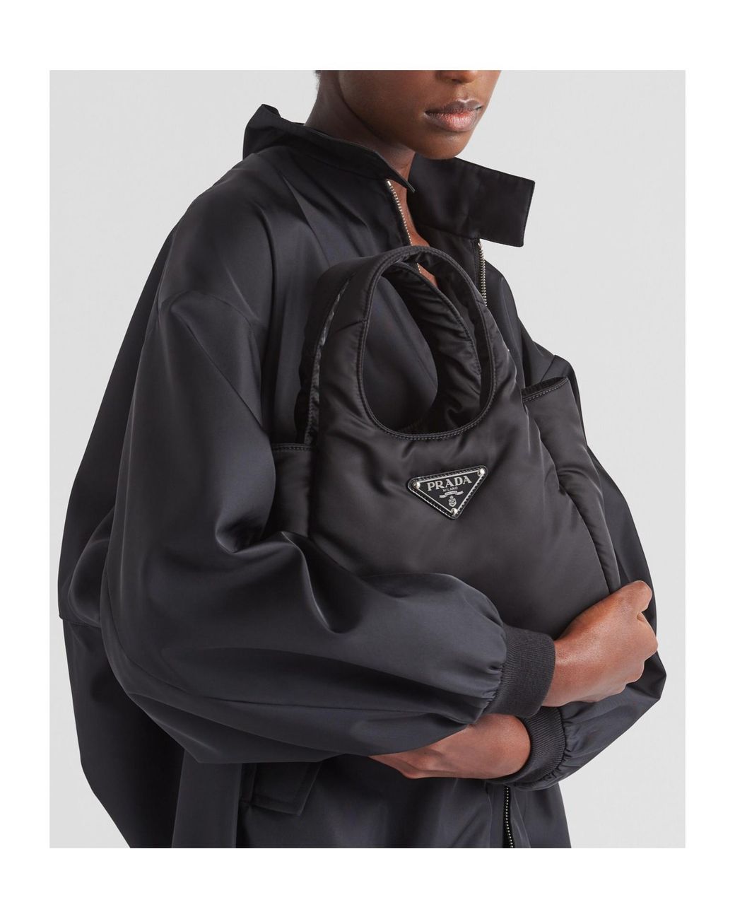 Prada Black Logo-Plaque Top Handle Bag