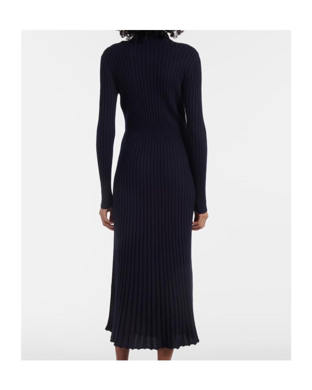 Gabriela Hearst Blue Ardor Ribbed-Knit Cashmere And Silk Polo Dress