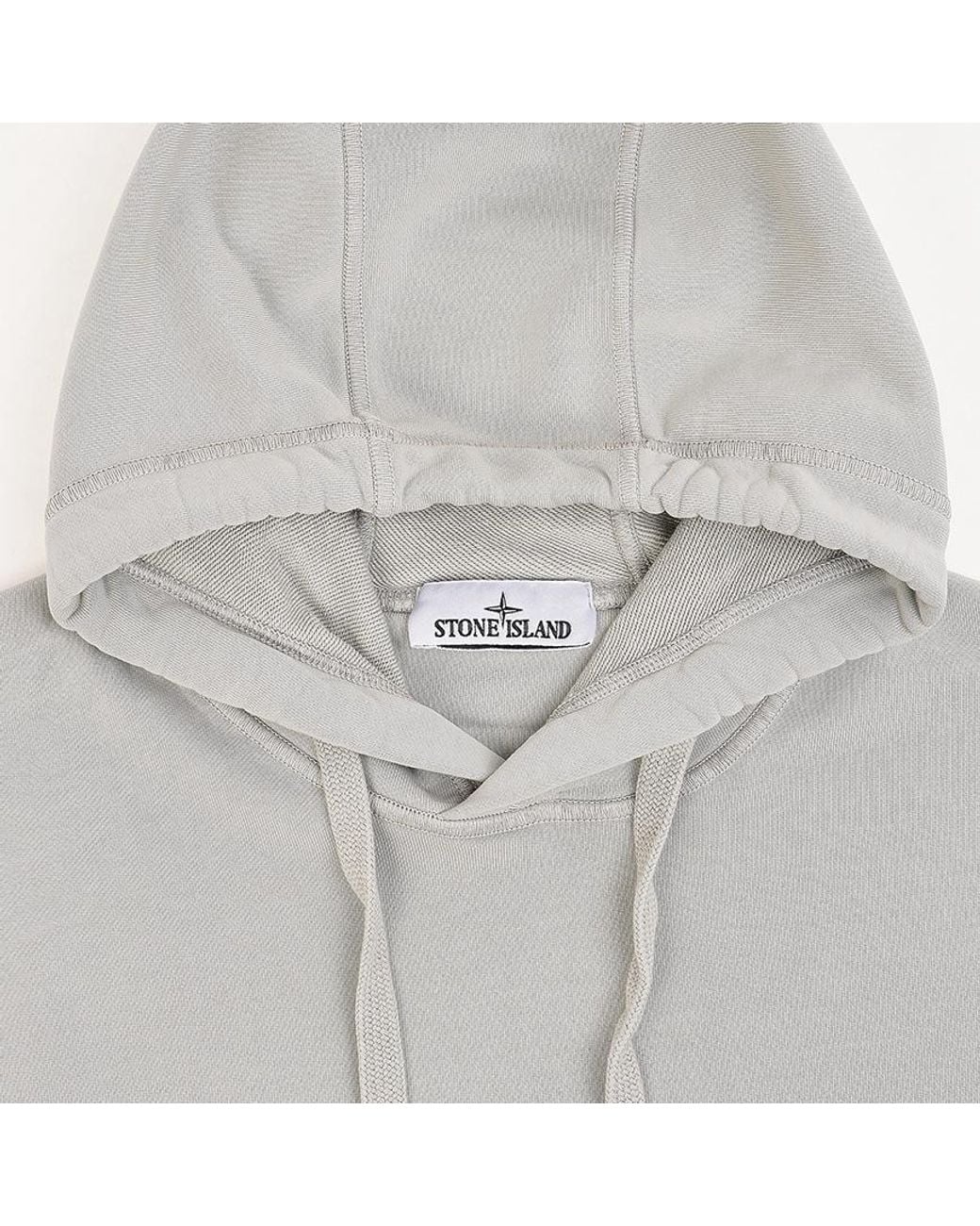 Stone Island White Logo Patch Drawstring Hoodie for men