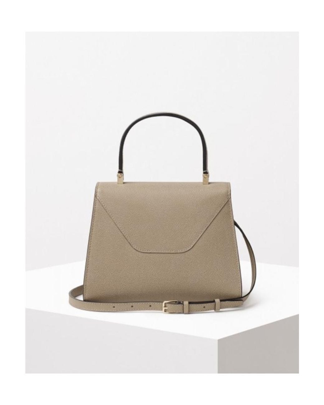 Valextra Natural Iside Foldover Mini Top Handle Bag
