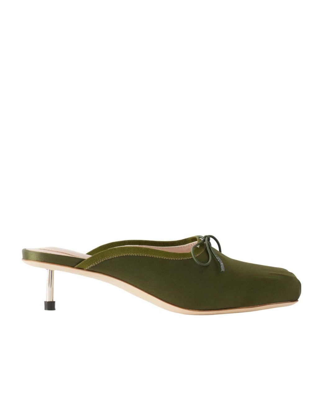 Simone Rocha Green Bow-Detailed Satin Pumps
