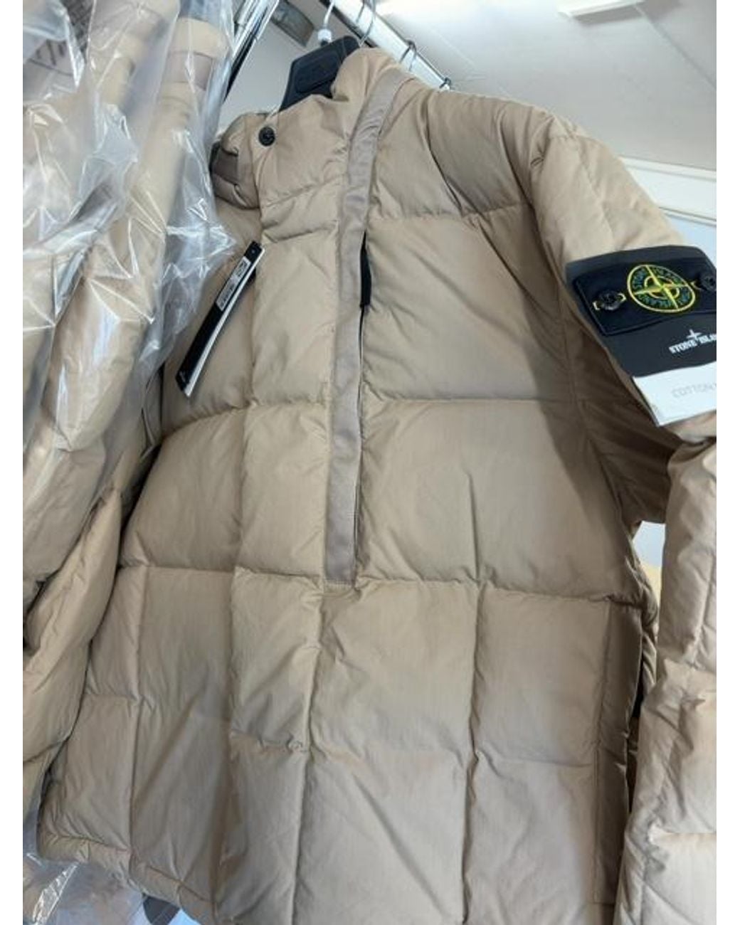 Stone Island Natural Quilted Stand-Collar Down Jacket for men