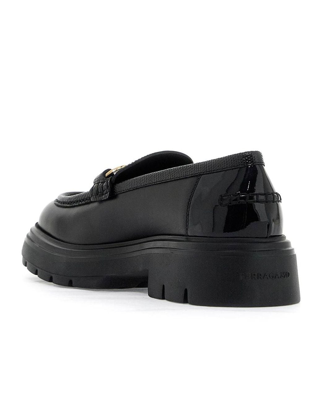 Ferragamo Black Ferragamo Logo-Engraved Mocassins