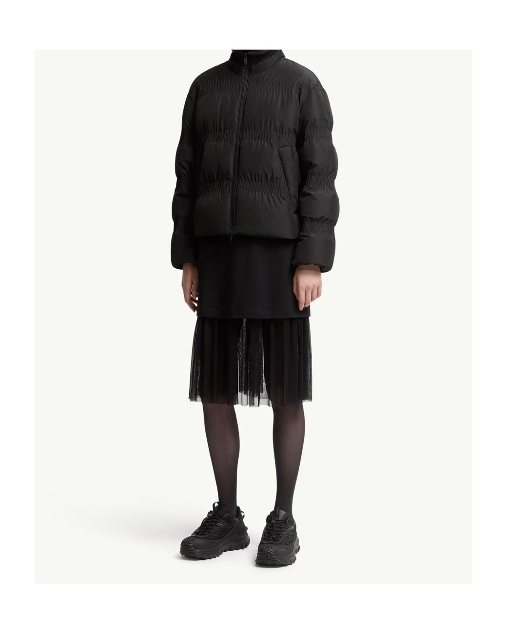 Moncler Black Ravignan Gather-Quilted Short Down Jacket