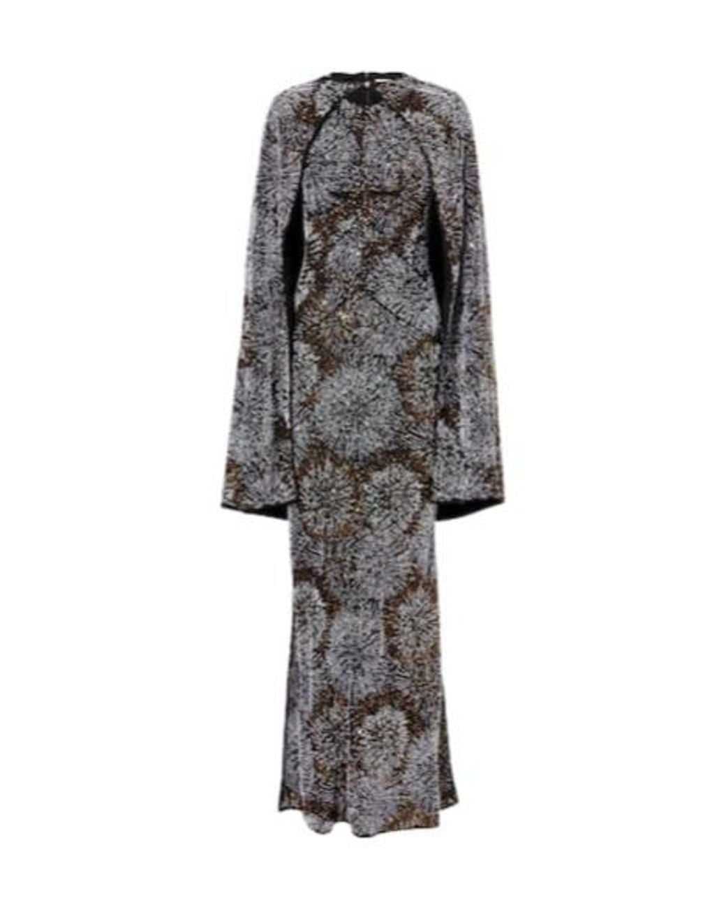 Rabanne Gray Embellished Caped Gown