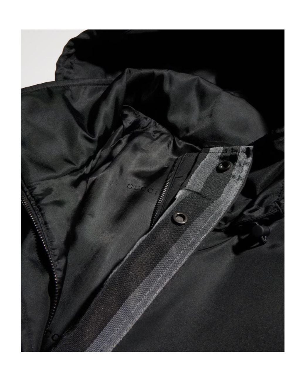 Gucci Black Nylon Gabardine Zip Jacket With Embroidery for men