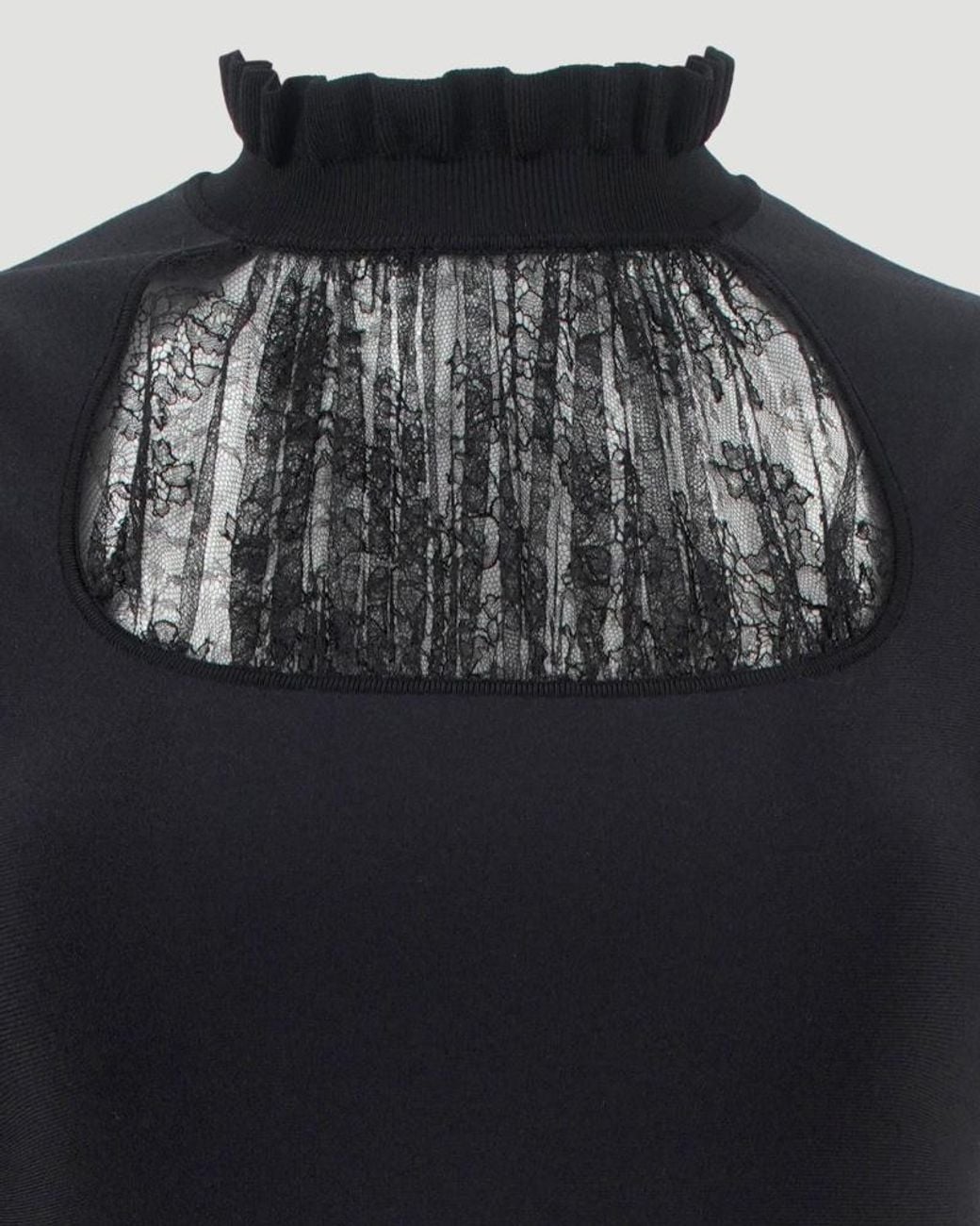 McQueen Black Lace-Panelled Sleeveless Top