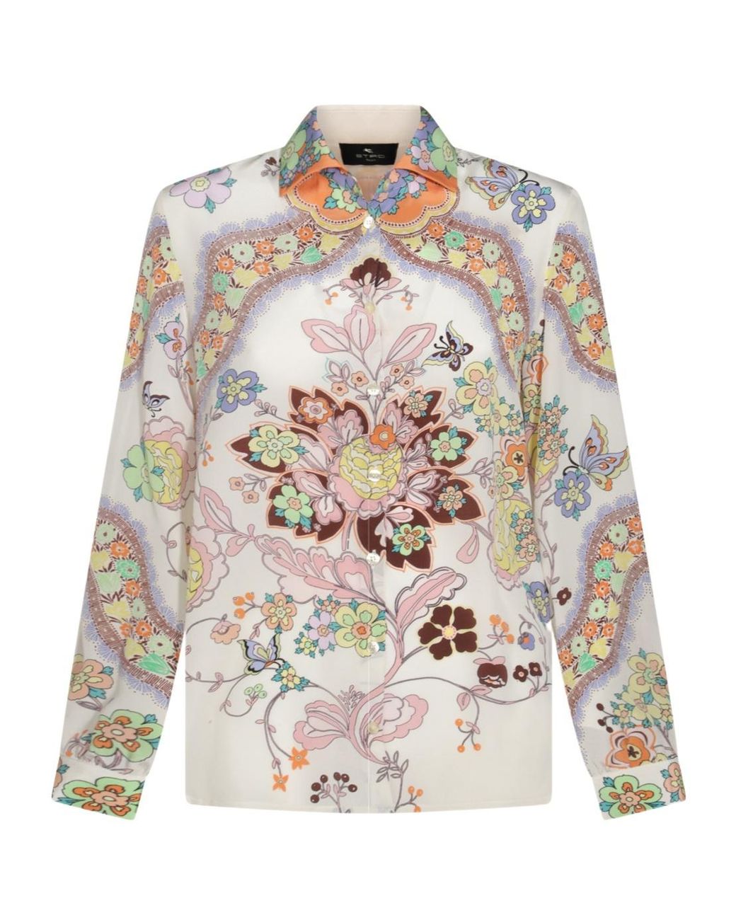 Etro White Floral-Printed Long Sleeved Shirt