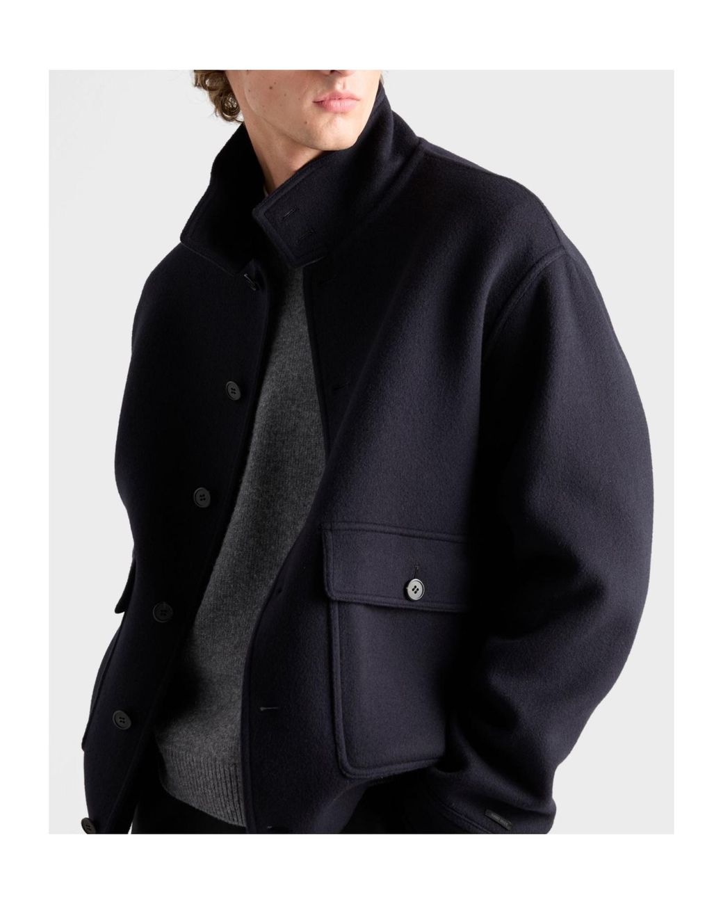 Prada Blue Cashmere Blouson Jacket for men