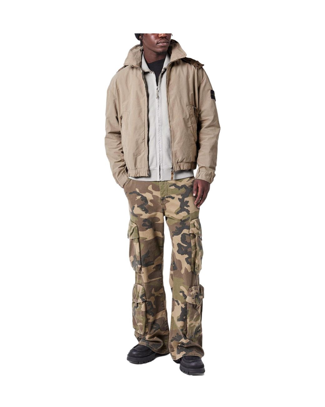 Stone Island Natural Stand-Collar Zip-Up Jacket for men