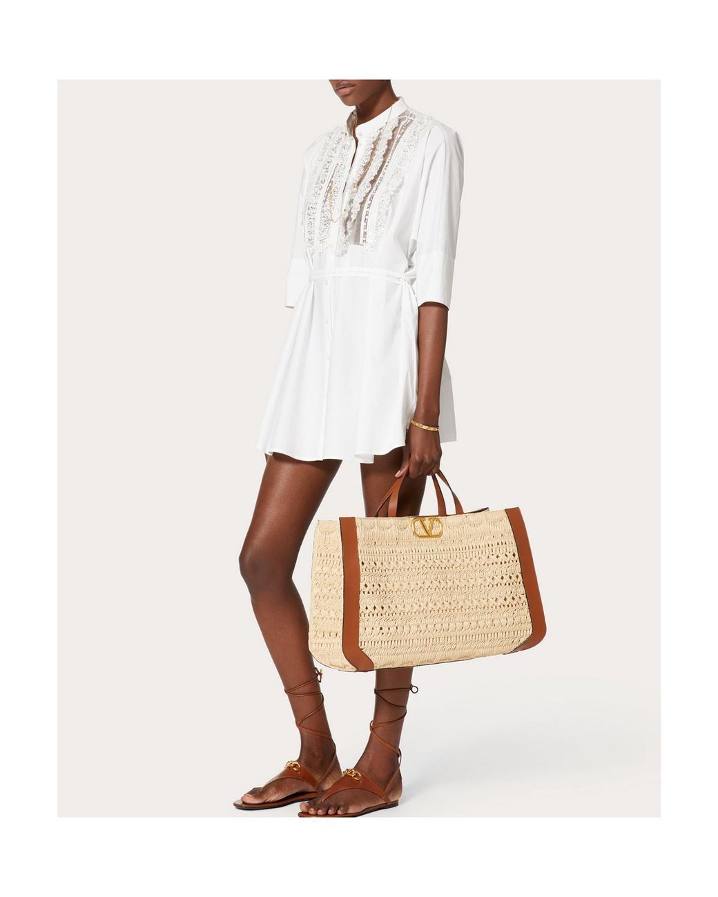 Valentino White Embroidered Cotton Popeline Dress