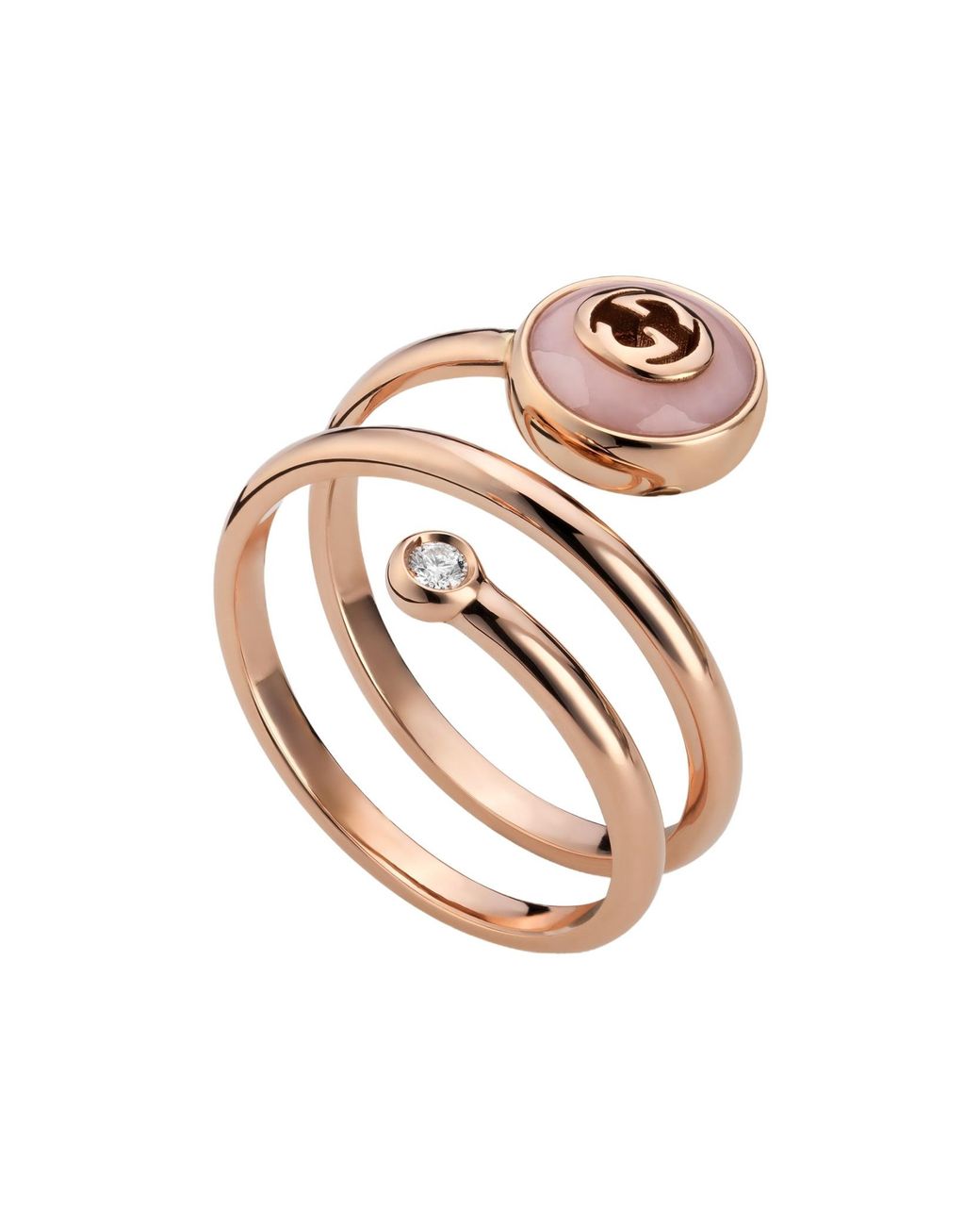 Gucci Pink Interlocking 18K Spiral Ring