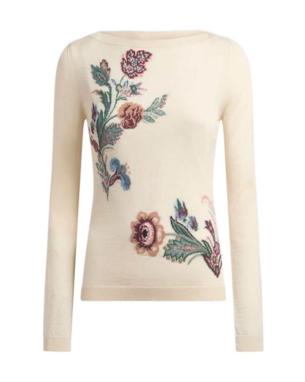 Etro White Floral Motif Knitted Jumper