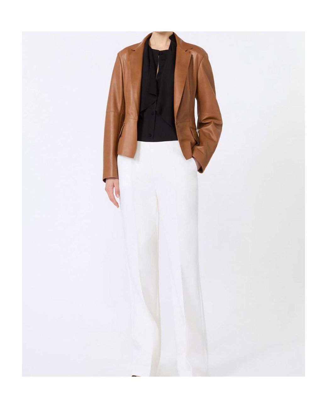 Max Mara Black Ruffled Silk Charmeuse Shirt