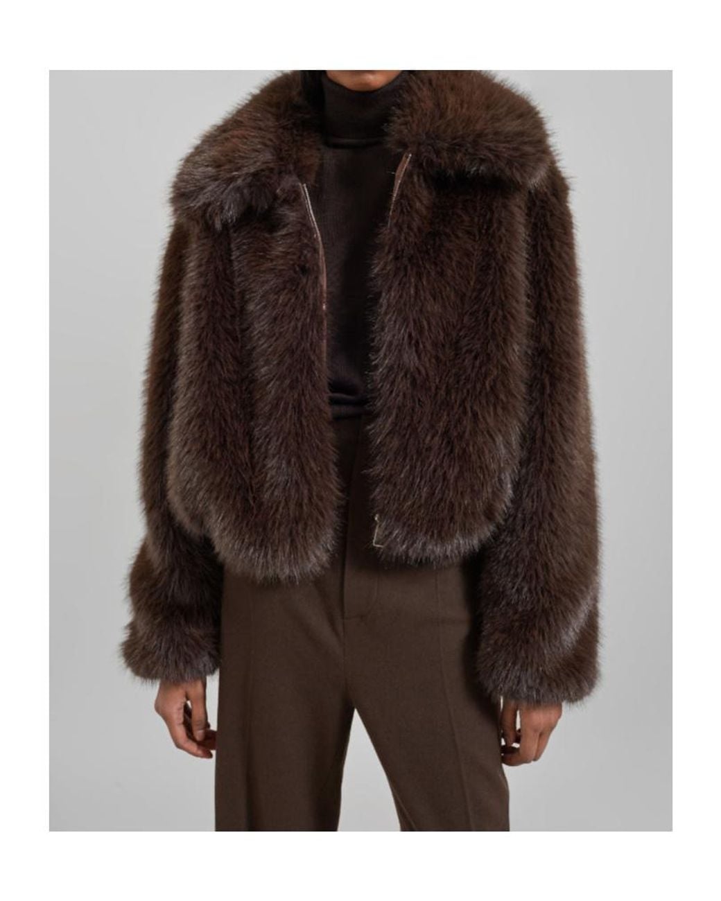 Frankie Shop Brown Hope Faux Fur Cropped Jacket