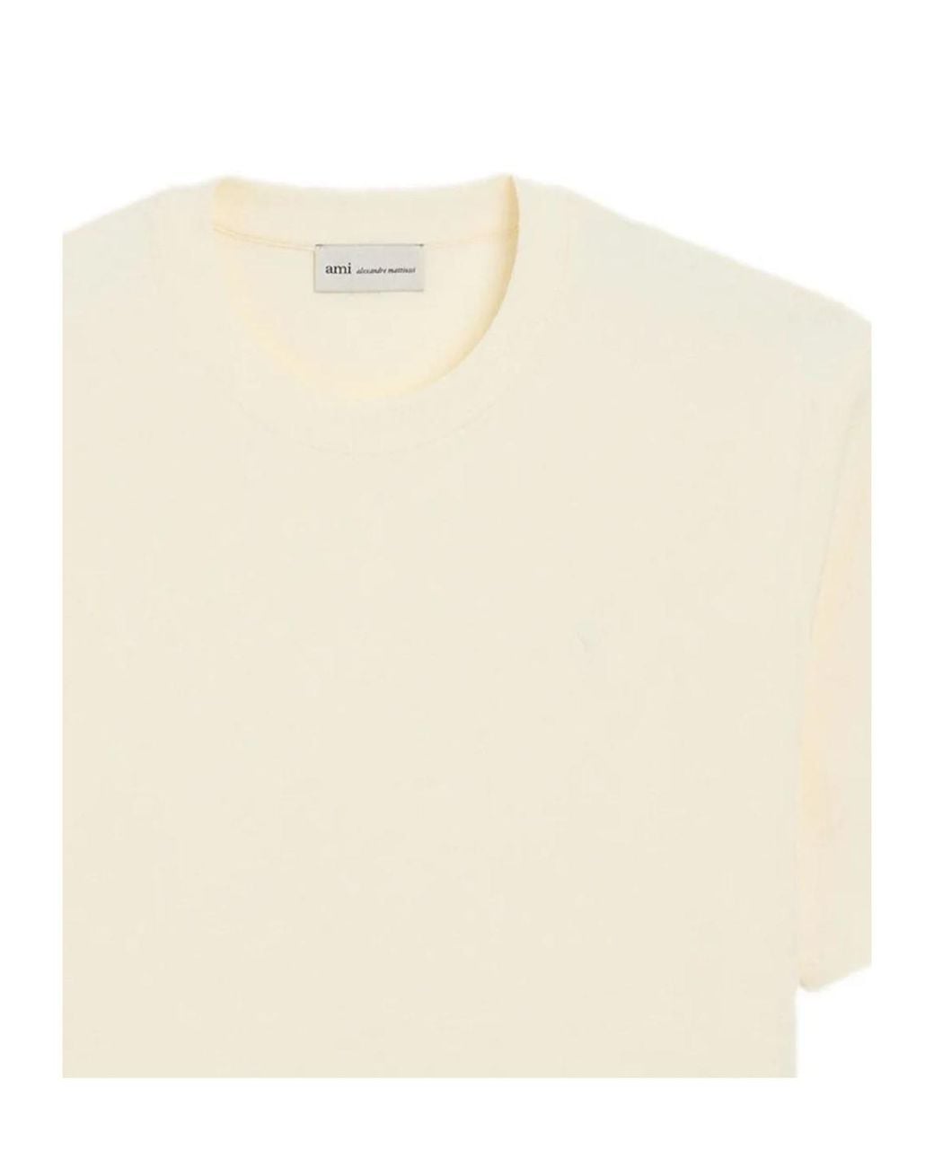 AMI White Logo Detailed Crewneck T-Shirt for men