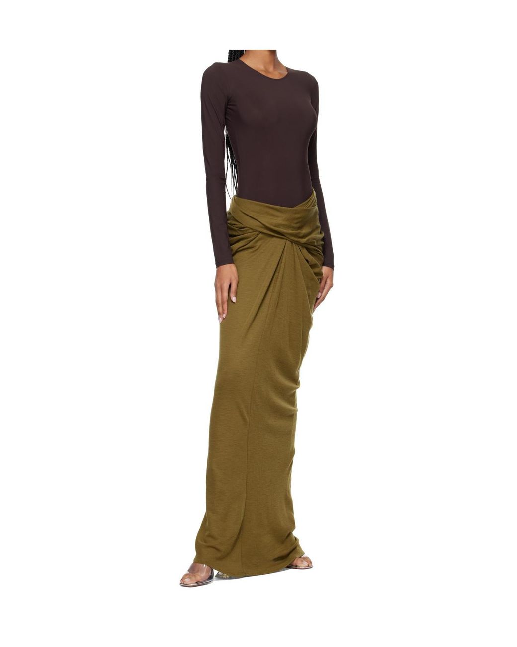 Entire studios Green Pleated Slit Skirt