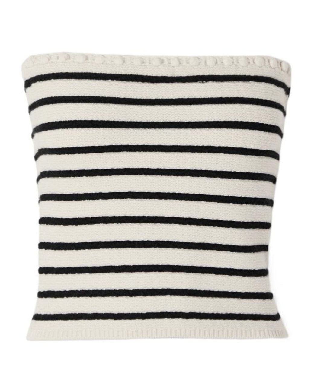 Posse Black Henry Strapless Embellished Striped Knitted Top