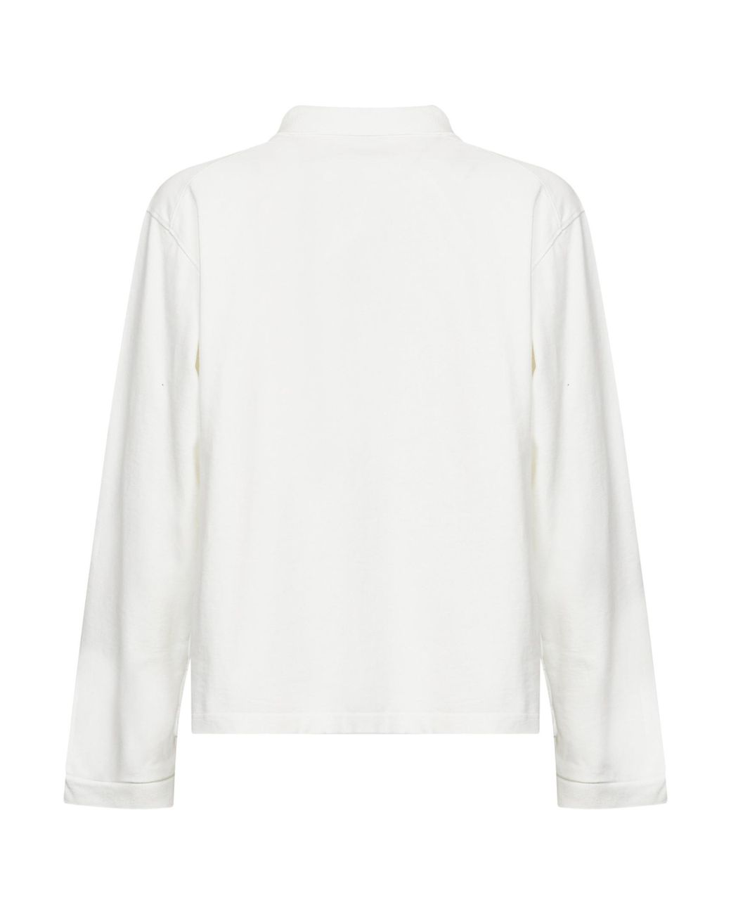 Studio Nicholson White Open Collar Long Sleeve Polo Shirt for men
